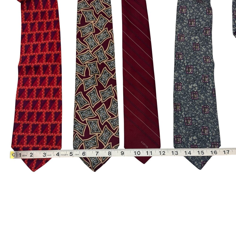VTG 4-Piece Lot Designer Silk Neck Tie Dior Valentino Lanvin Balmain - Picture 8 of 8